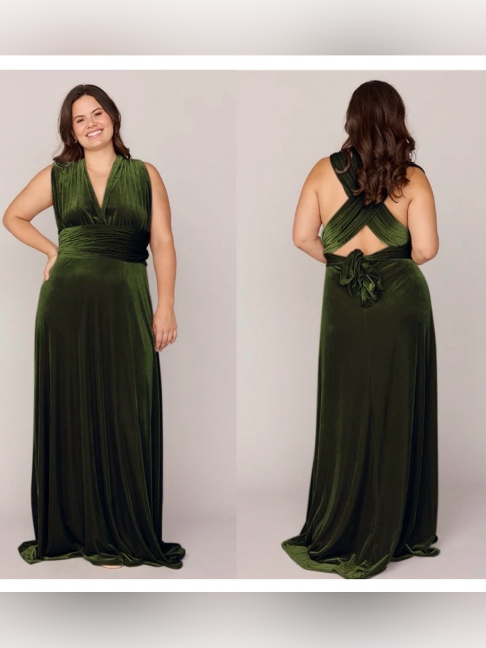 Revelry Micah Convertible Olive Green Velvet Maxi Gown Dress  Size XL with Tank